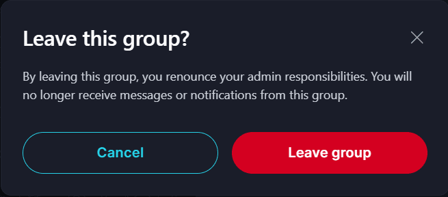 Leave Group🚪 If you’re the last admin, you’ll see a warning before leaving the group.